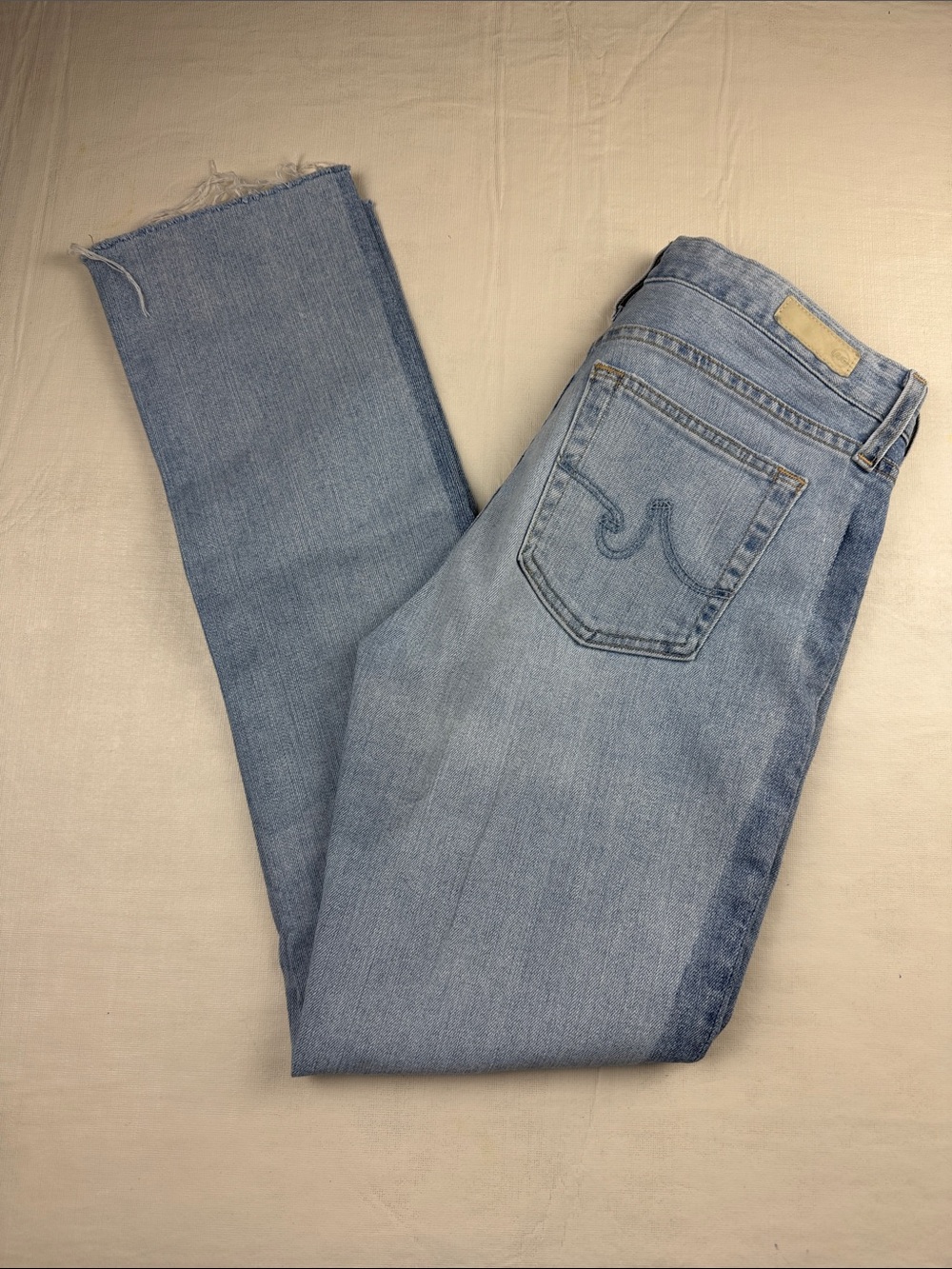 AG Adriano Goldschmied The Mari Blue High Rise Straight Leg Jeans Size 28